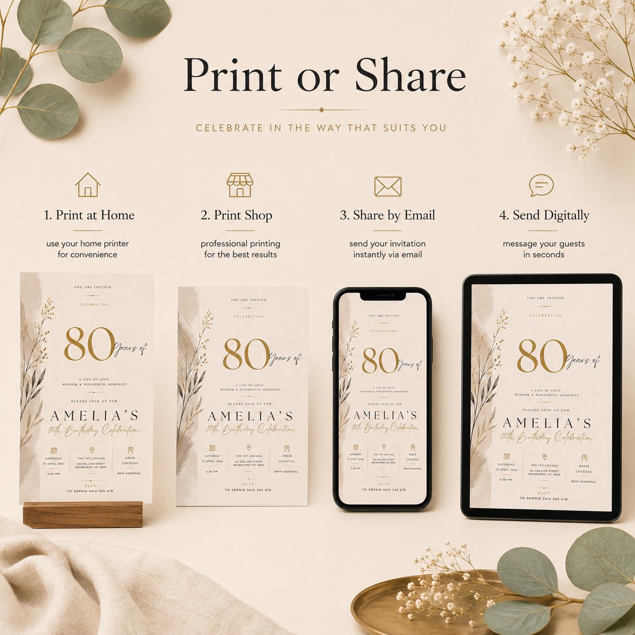 80th Birthday Invitation Template preview 6
