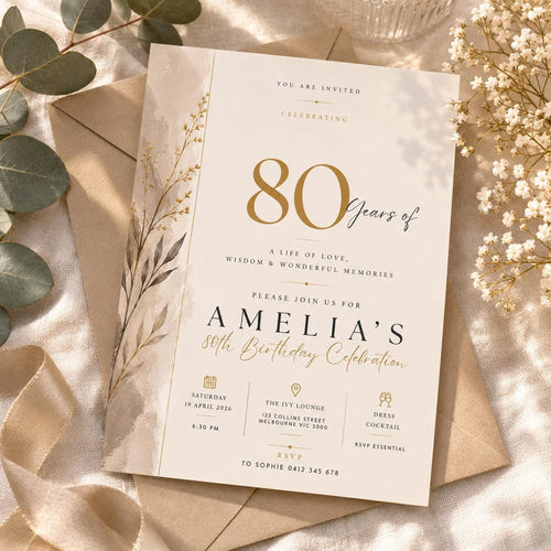 80th Birthday Invitation Template preview 1