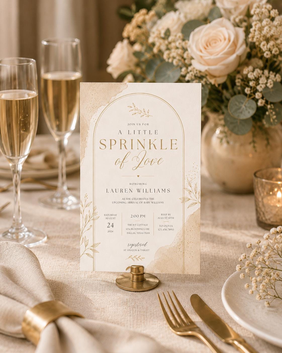 Elegant Neutral Baby Sprinkle Invitation Template preview 3