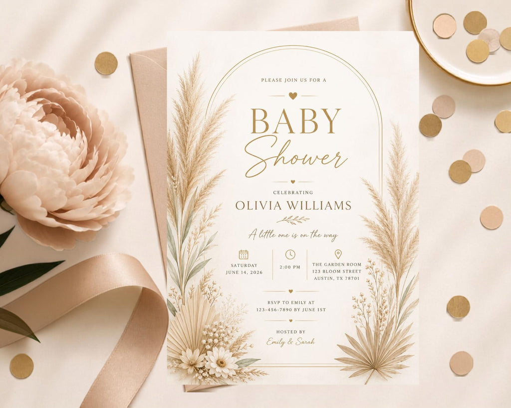 Pampas Baby Shower Invitation Template preview 3