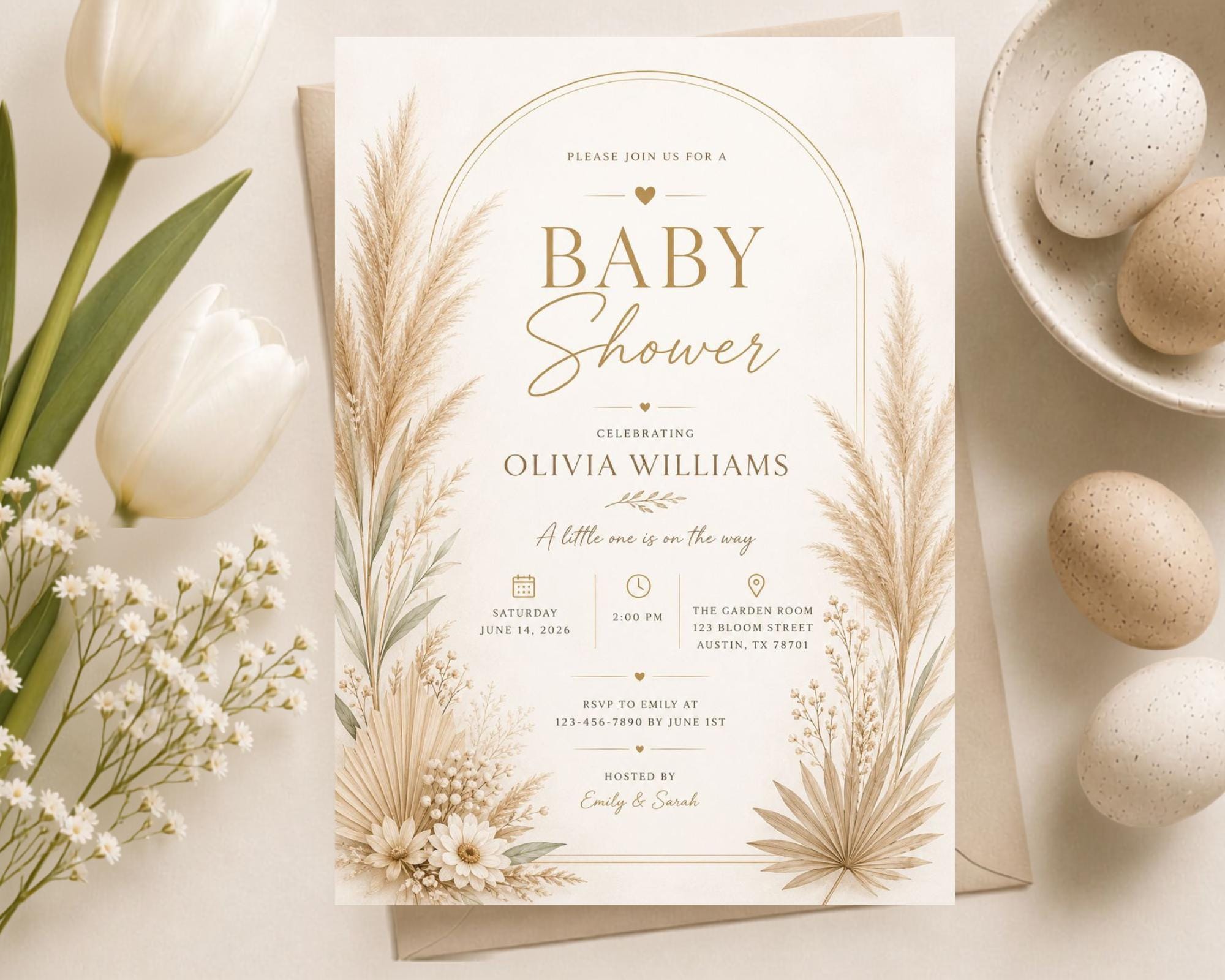 Pampas Baby Shower Invitation Template preview 6