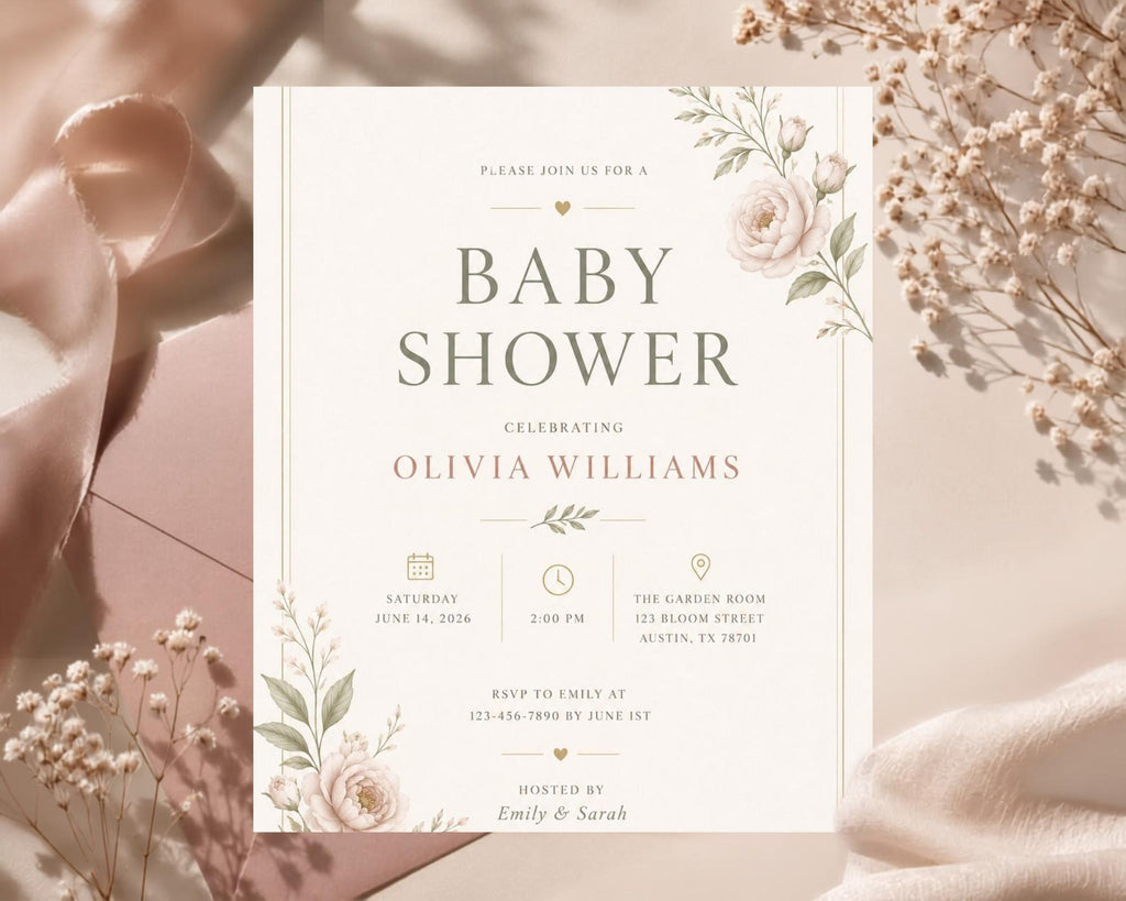 Floral Baby Shower Invitation Template preview 5
