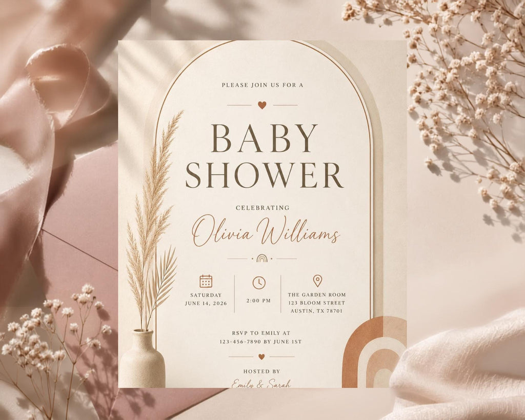 Boho Baby Shower Invitation Template preview 7