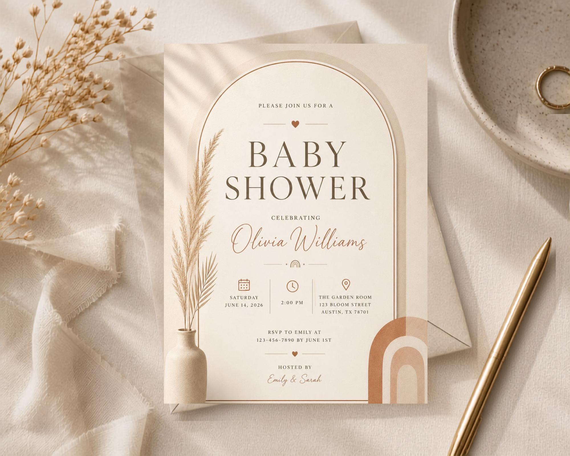 Boho Baby Shower Invitation Template preview 8