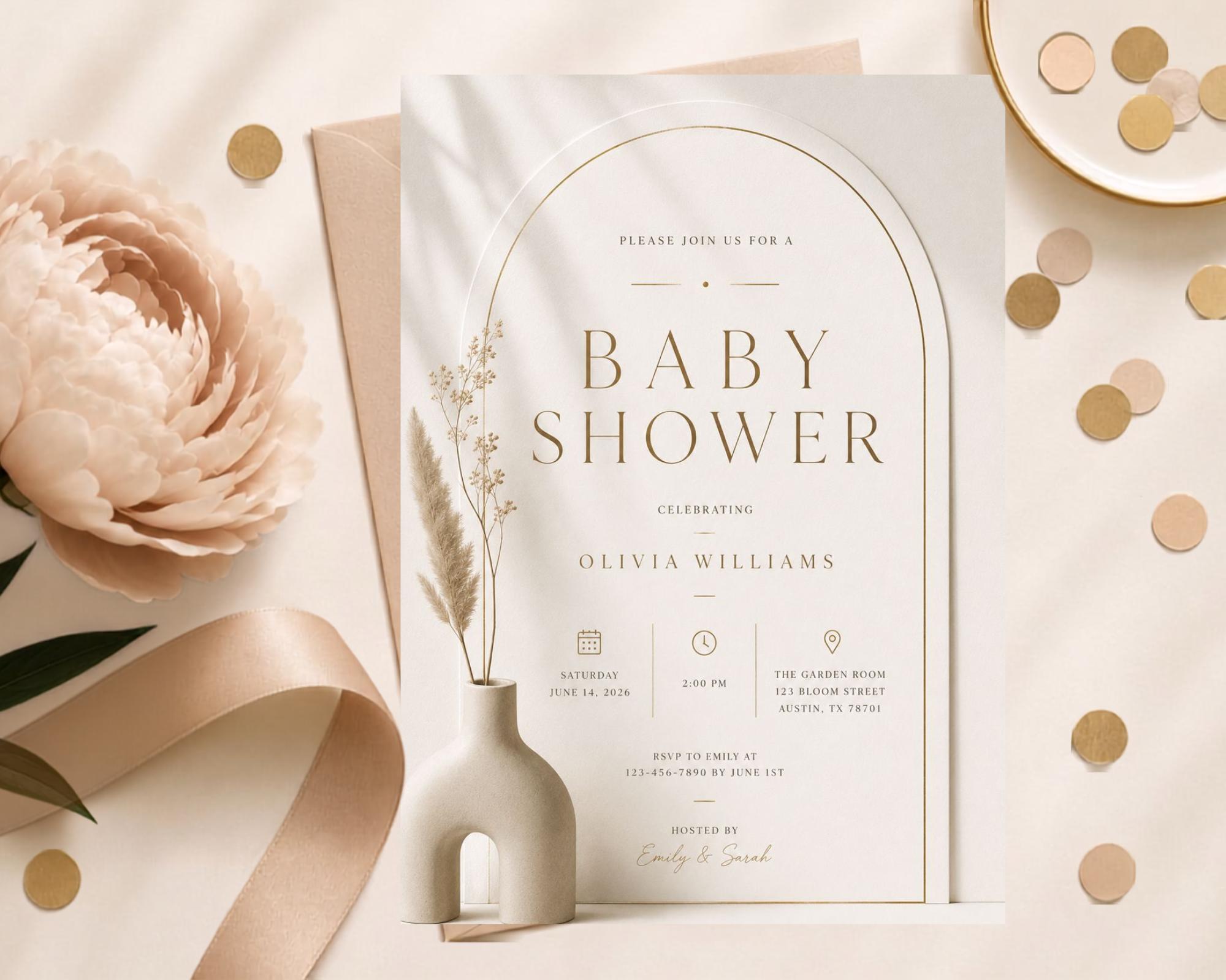 Minimalist Baby Shower Invitation Template preview 3