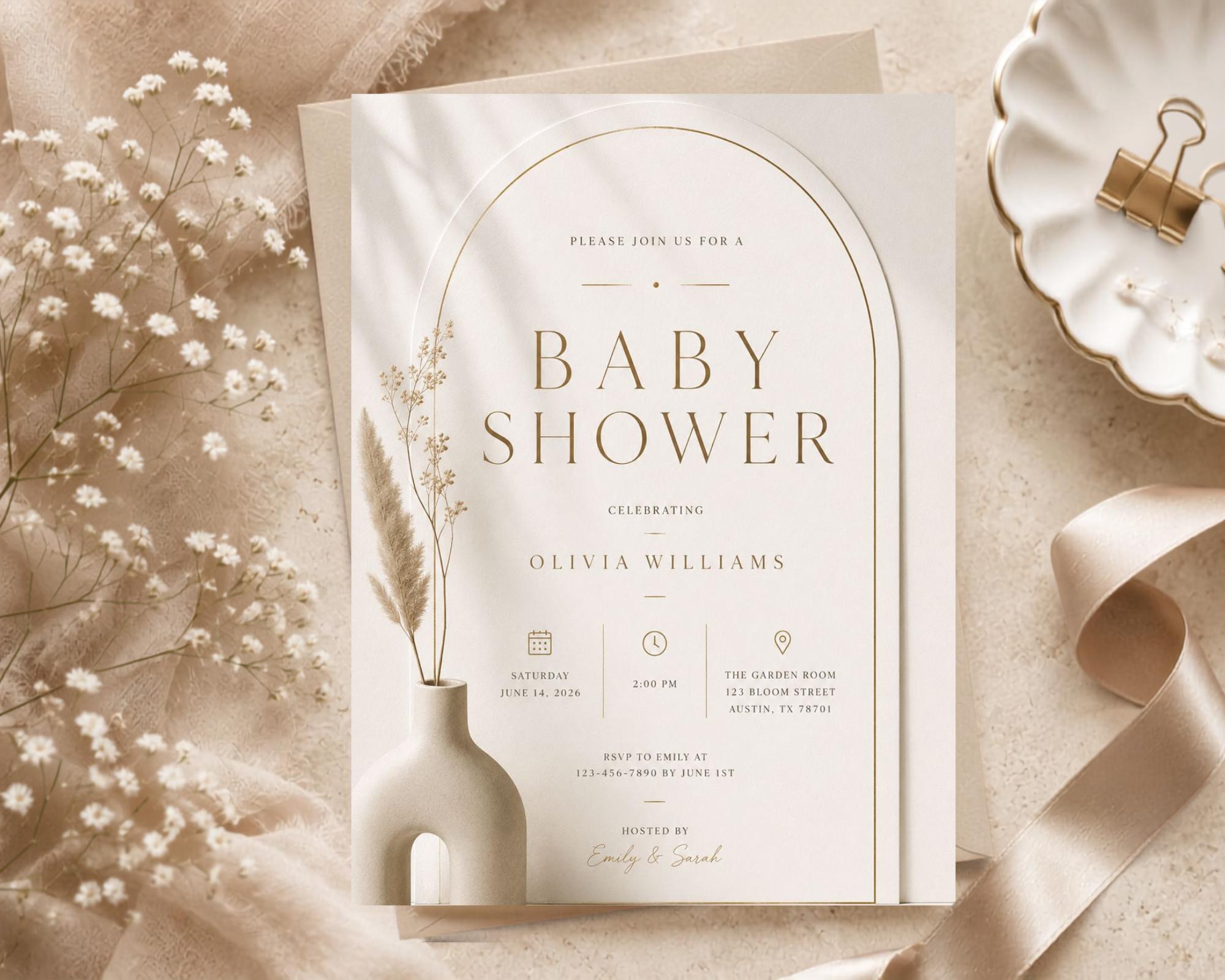 Minimalist Baby Shower Invitation Template preview 4