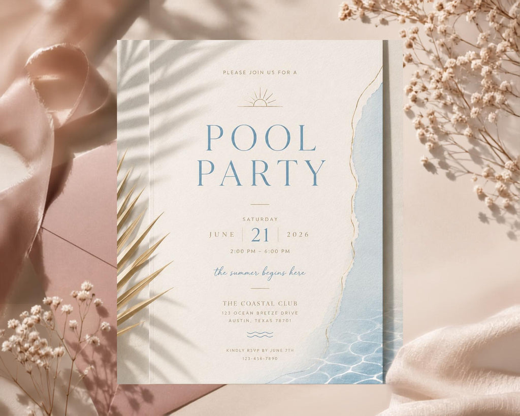 Pool Party Invitation Template preview 1