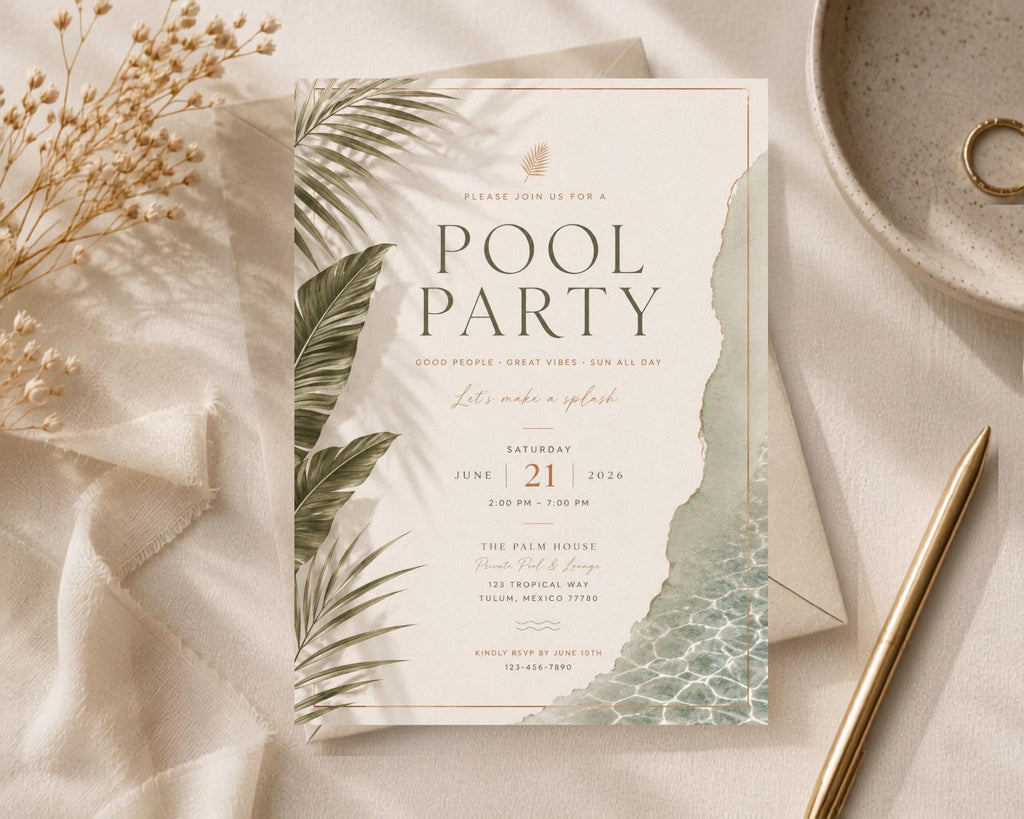 Tropical Pool Party Invitation Template preview 6