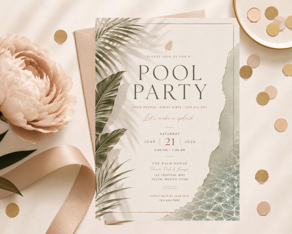 Tropical Pool Party Invitation Template preview 7