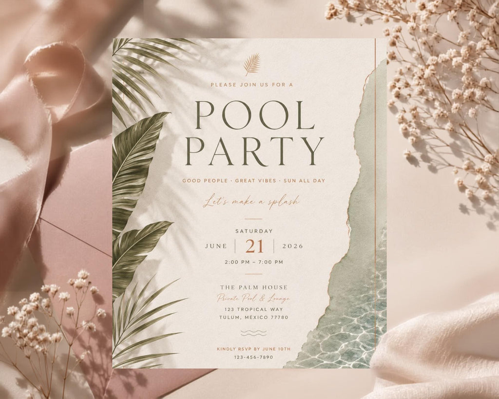 Tropical Pool Party Invitation Template preview 8