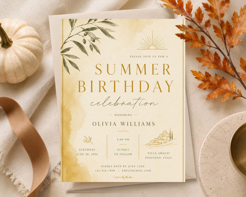Summer Birthday Invitation Template preview 1