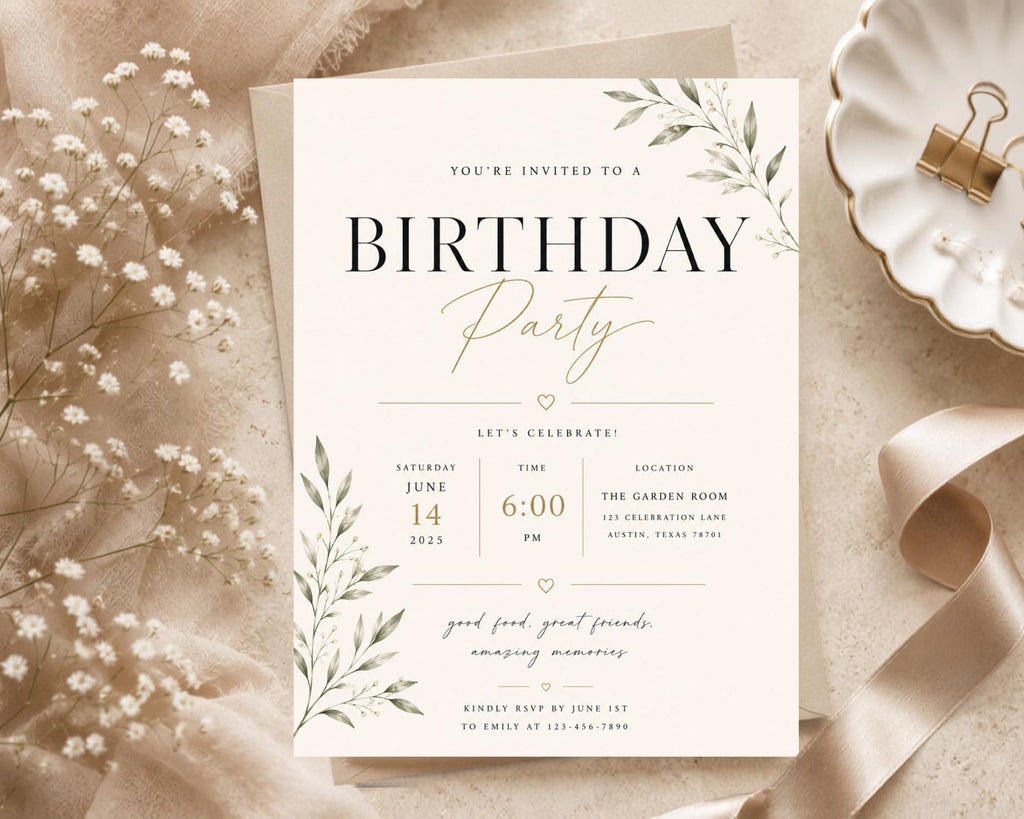 Botanical Birthday Invitation Template preview 4