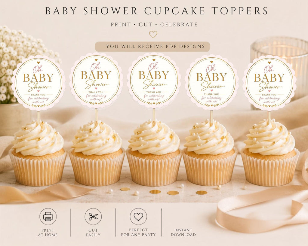 Baby Shower Cupcake Topper Template preview 3