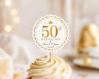 Gold Birthday Cupcake Topper Template preview 3