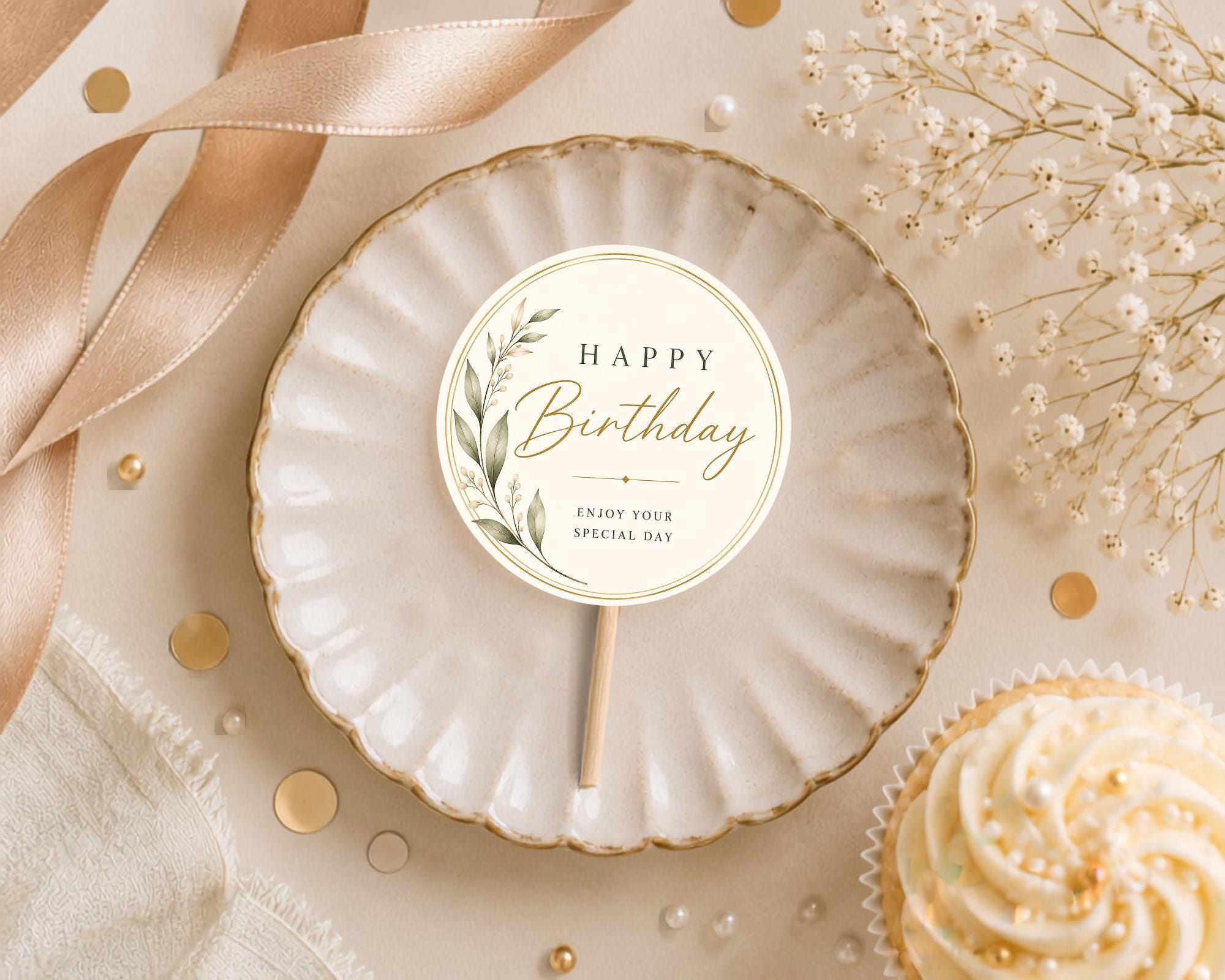 First Birthday Cupcake Topper Template preview 5