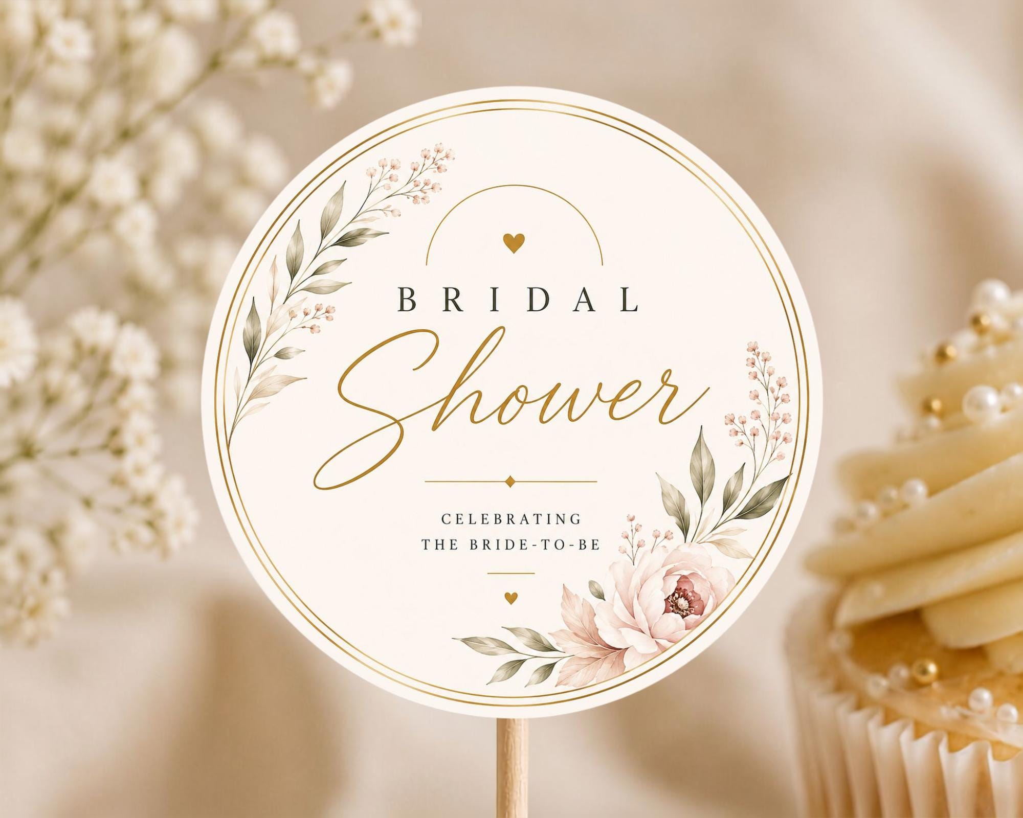 Bridal Shower Cake Topper Template preview 3