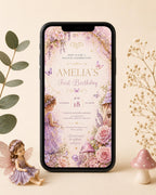 Fairy First Birthday Invitation – printable template preview 2