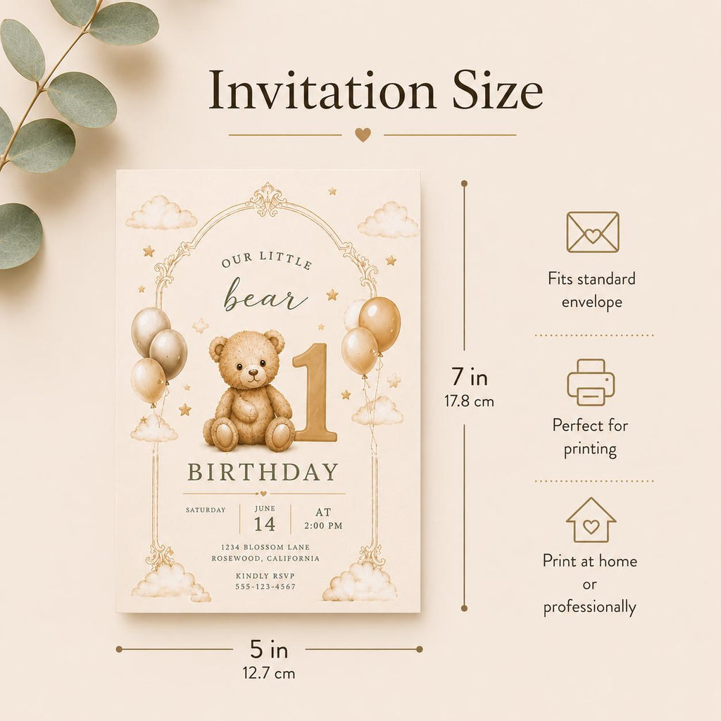 Beary First Birthday Invitation preview 8