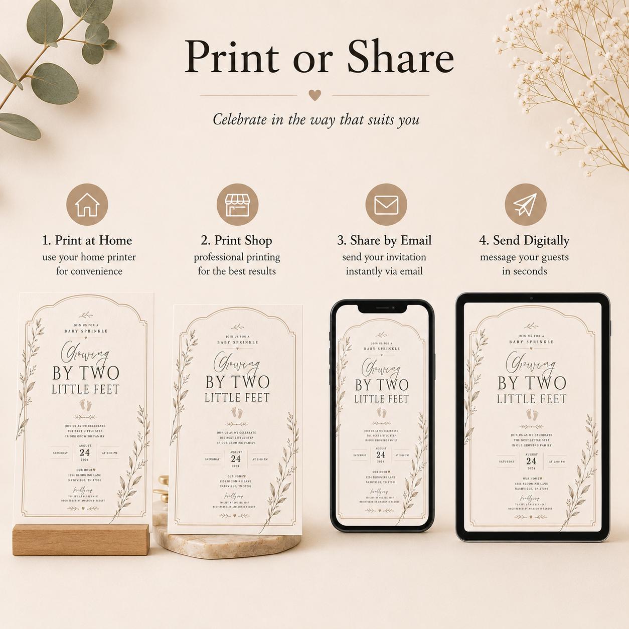 Growing by Two Little Feet Baby Sprinkle Invitation preview 6