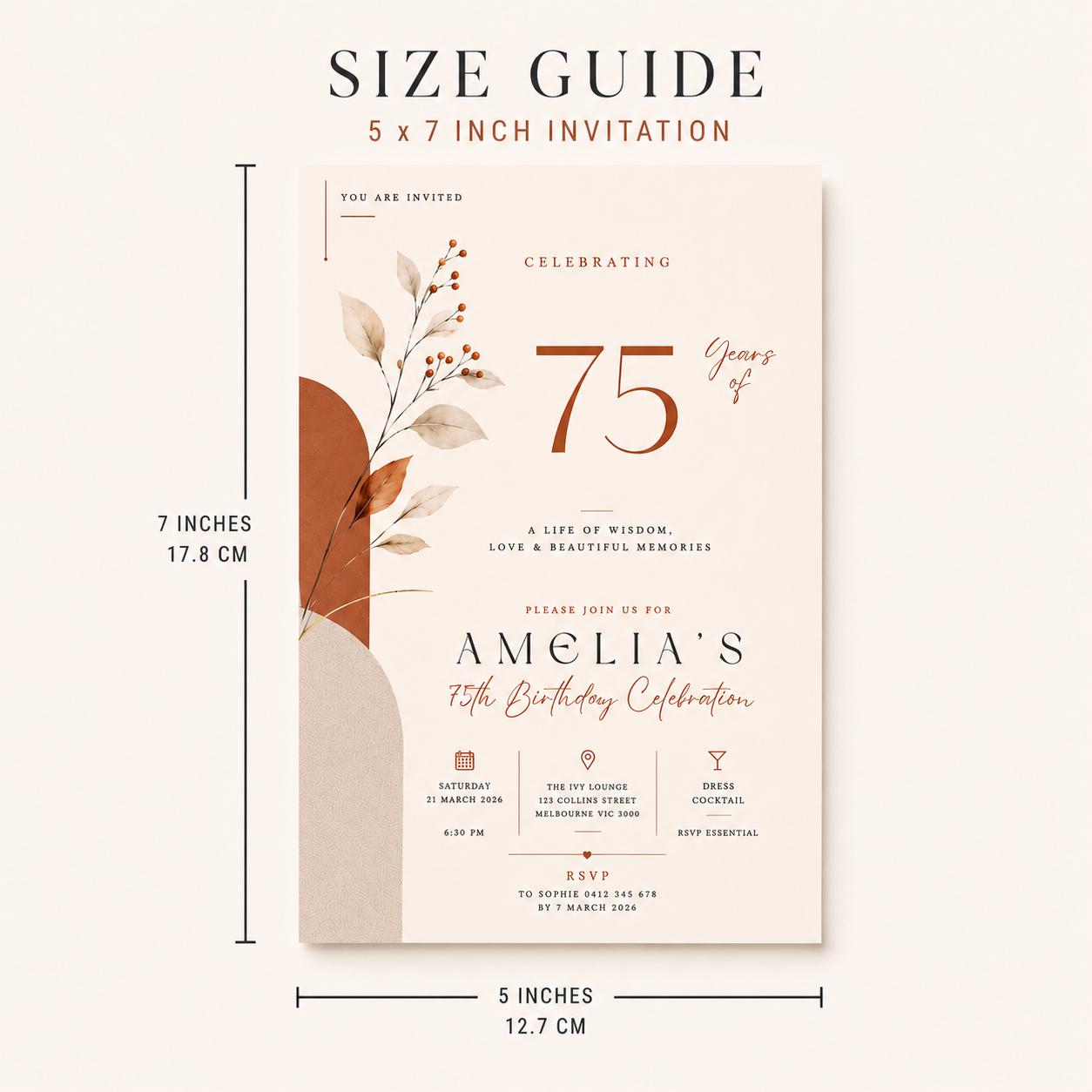 75th Birthday Invitation Template preview 8