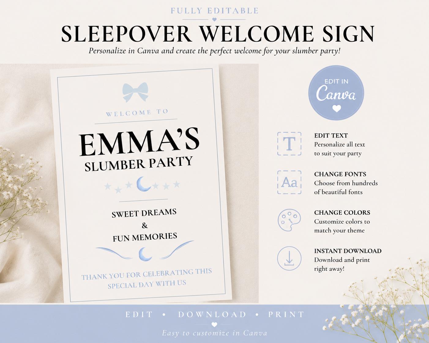 Birthday Sleepover Welcome Sign preview 4