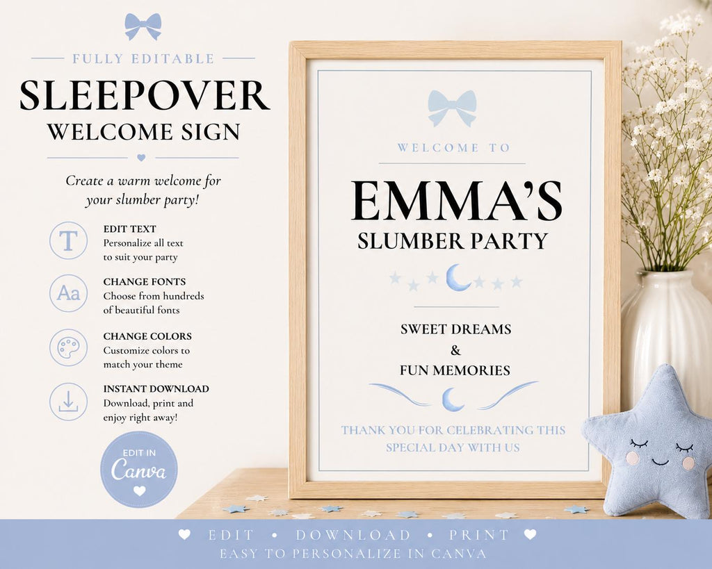 Birthday Sleepover Welcome Sign preview 1