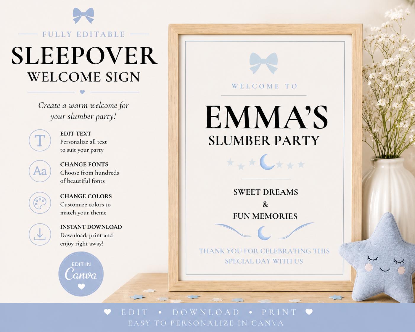 Birthday Sleepover Welcome Sign preview 1