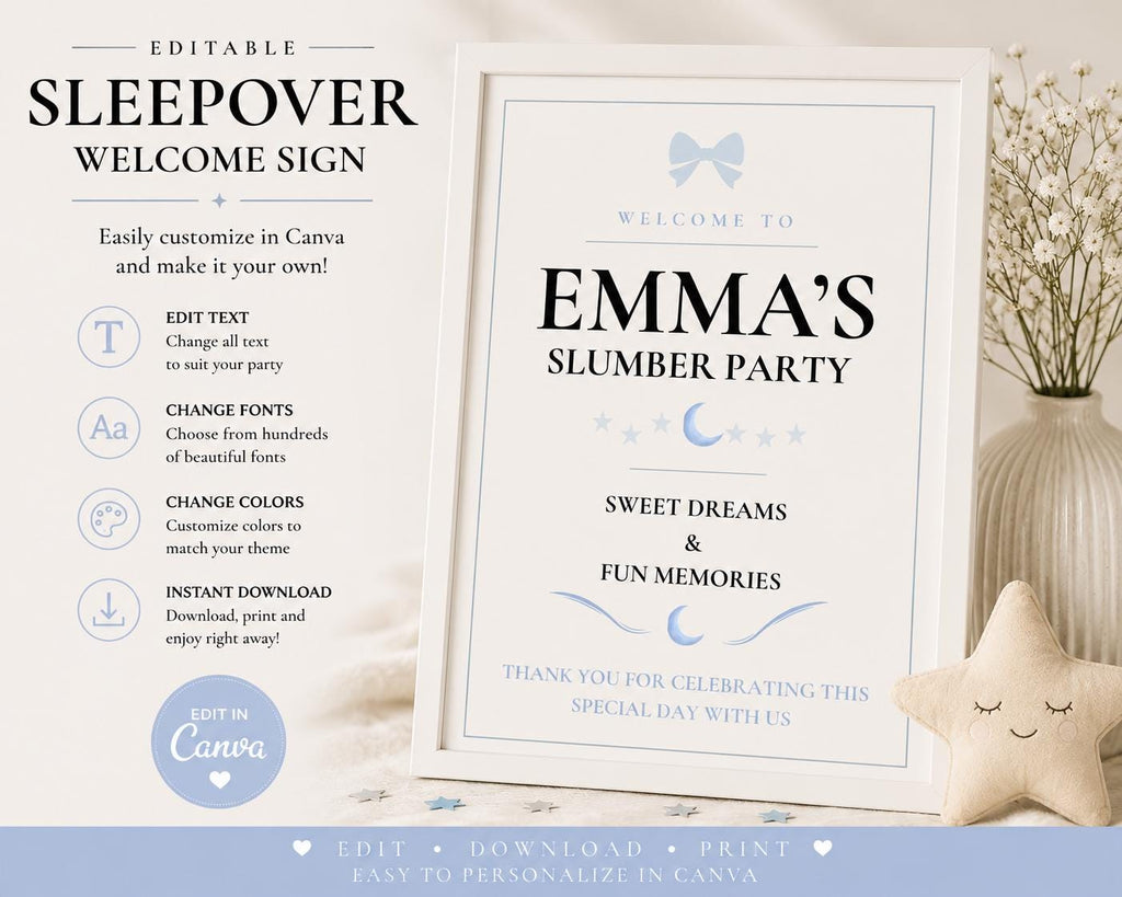 Birthday Sleepover Welcome Sign preview 2