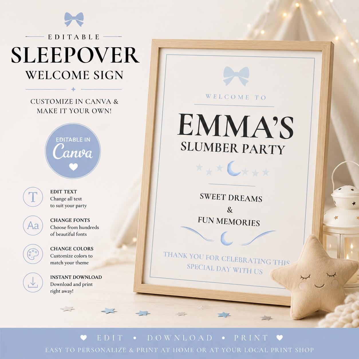 Birthday Sleepover Welcome Sign preview 3