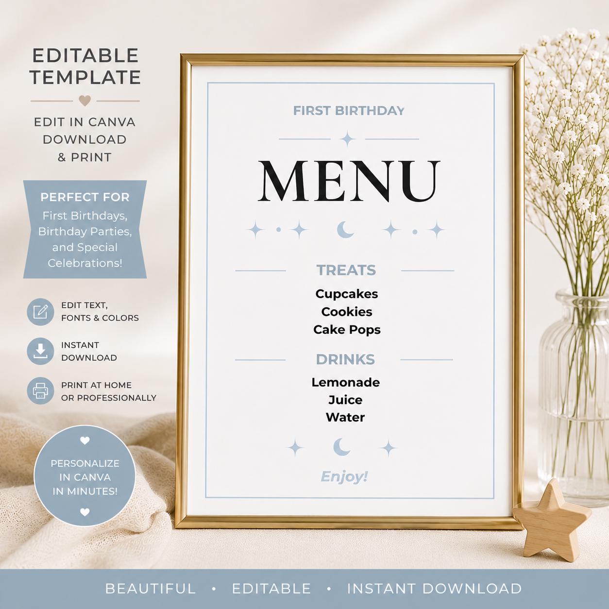 First Birthday Menu preview 3