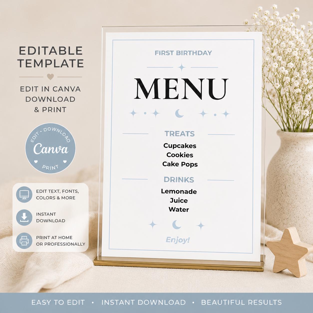 First Birthday Menu preview 4