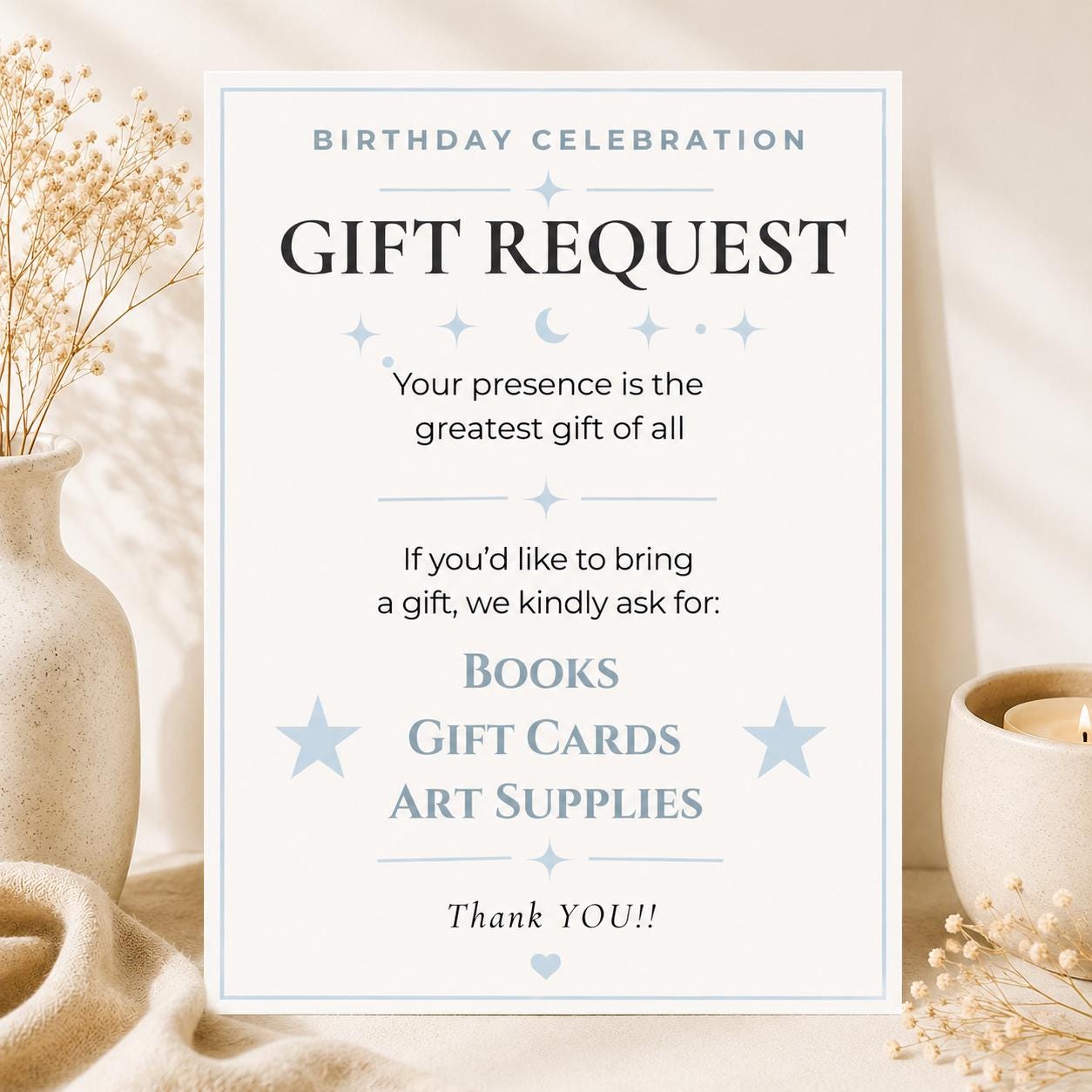 Birthday Gift Request Sign preview 1