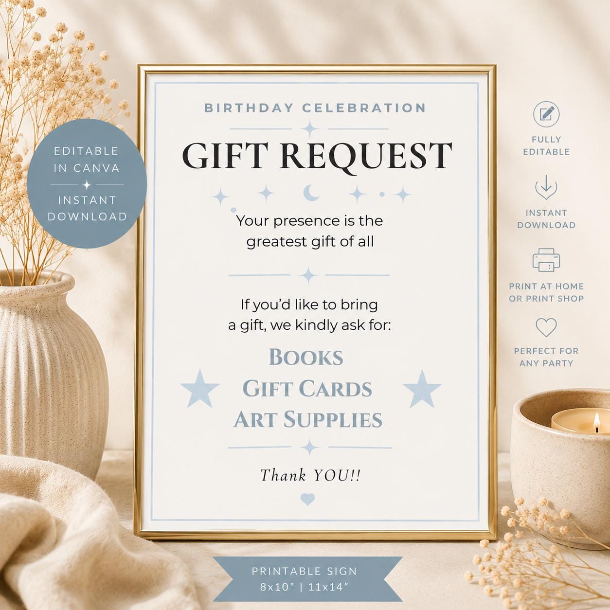 Birthday Gift Request Sign preview 4