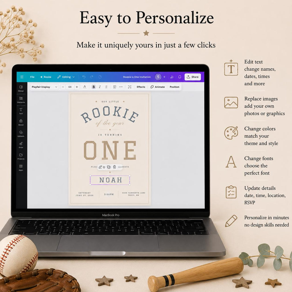 Rookie of the Year First Birthday Invitation preview 5