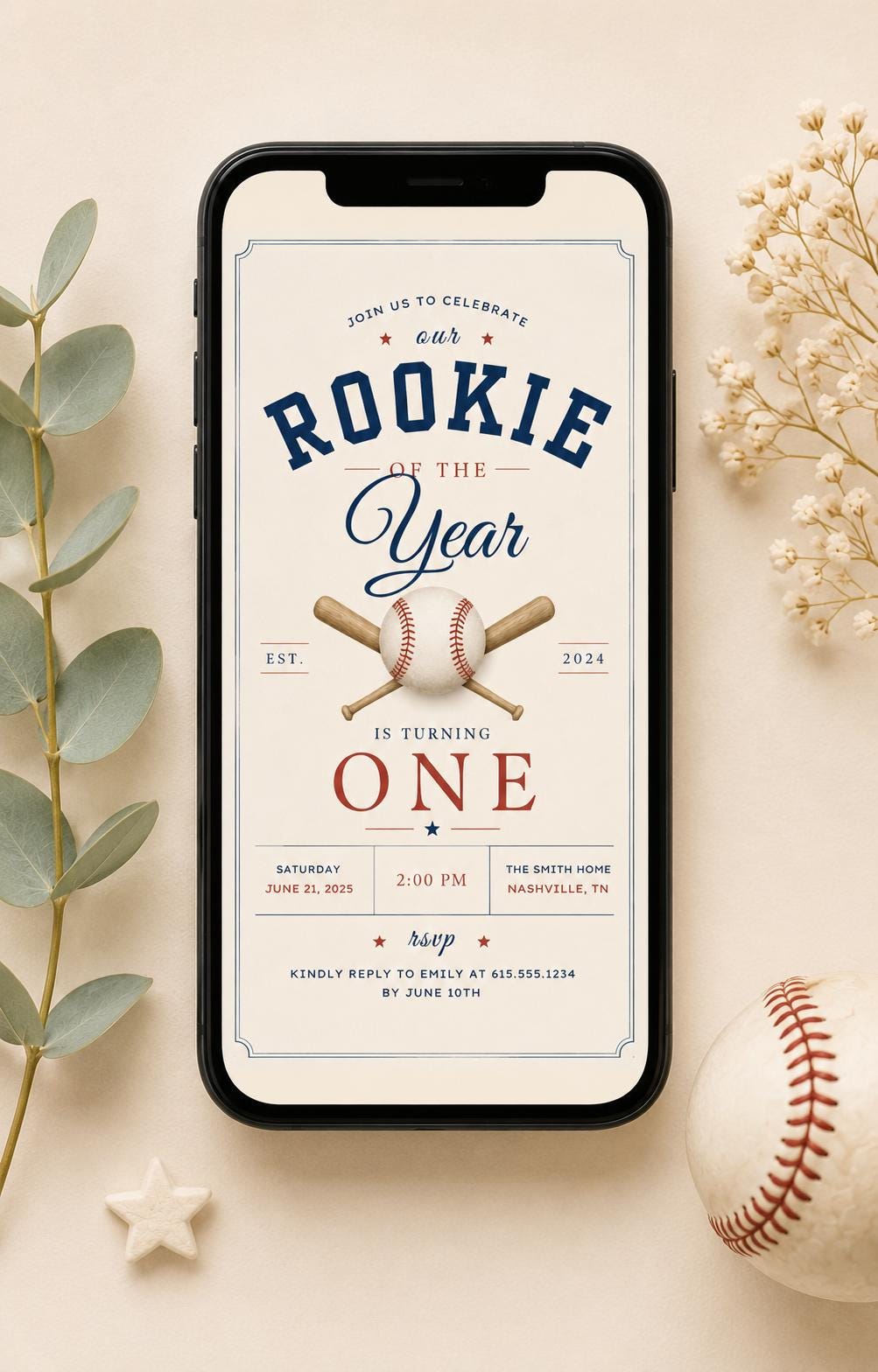 Rookie Of The Year First Birthday Invitation preview 2