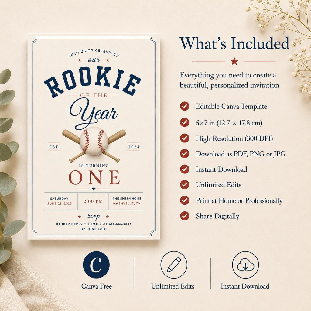 Rookie Of The Year First Birthday Invitation preview 5