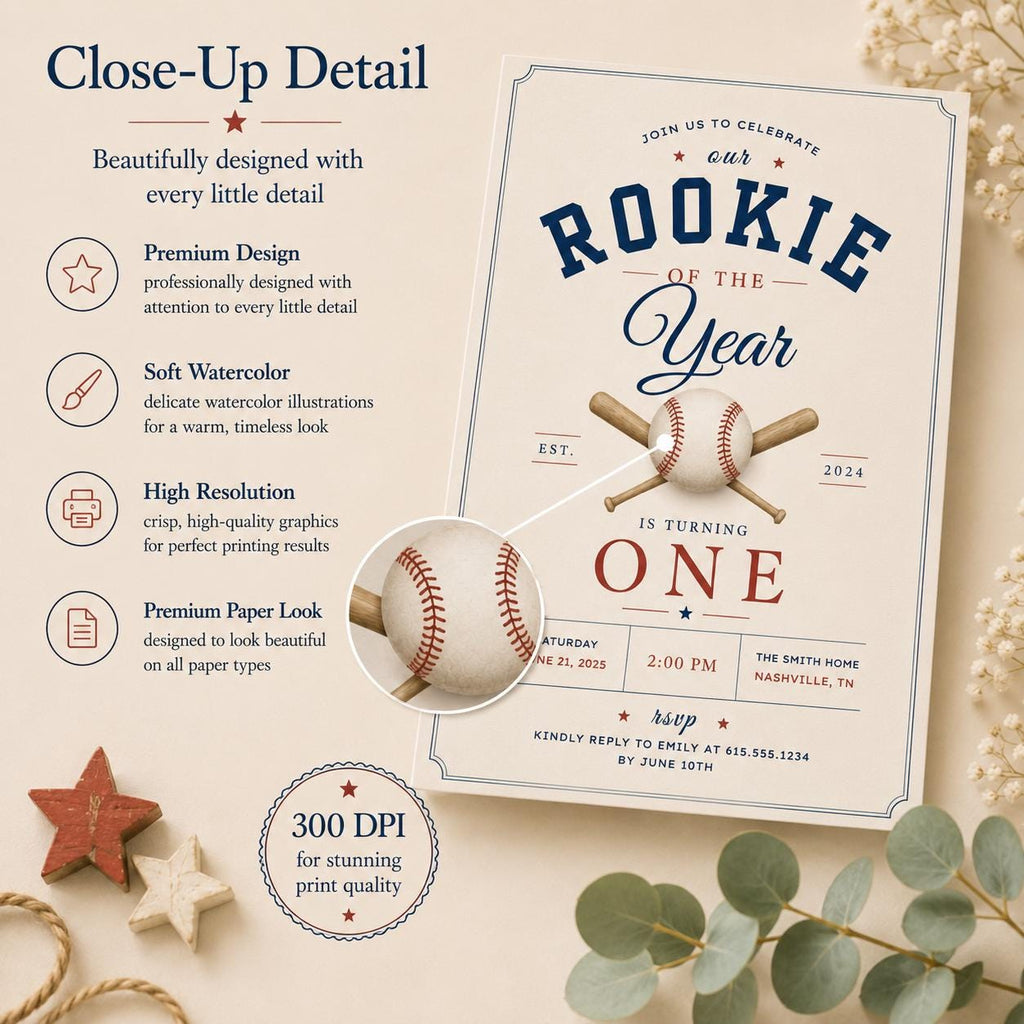 Rookie Of The Year First Birthday Invitation preview 6