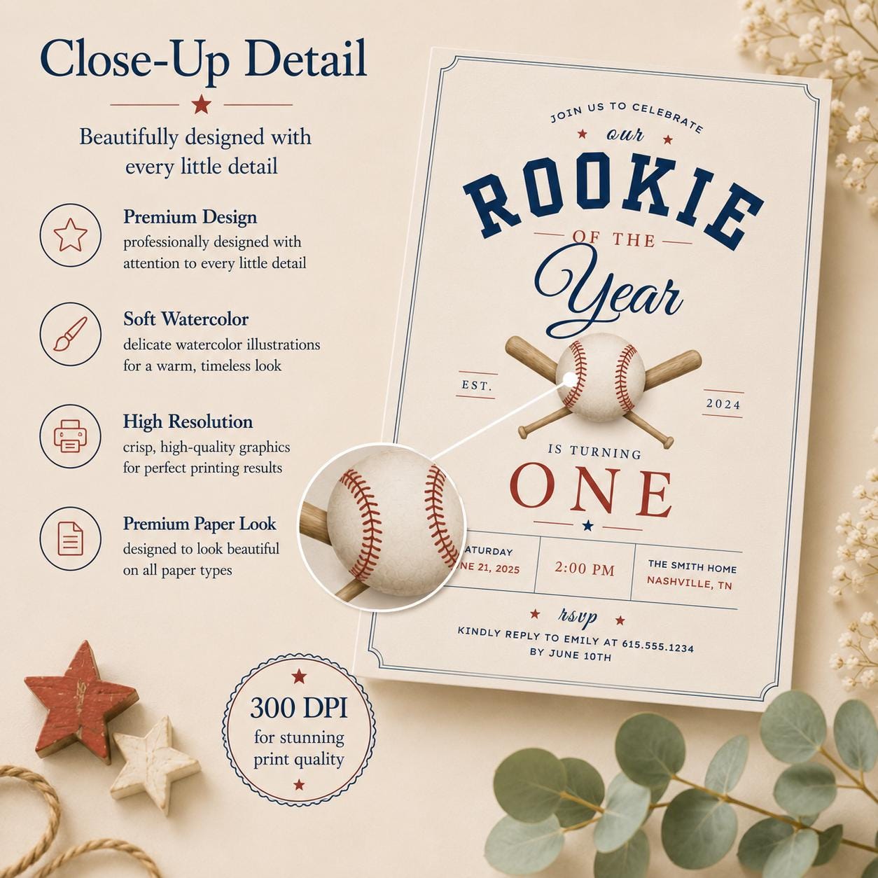 Rookie Of The Year First Birthday Invitation preview 6