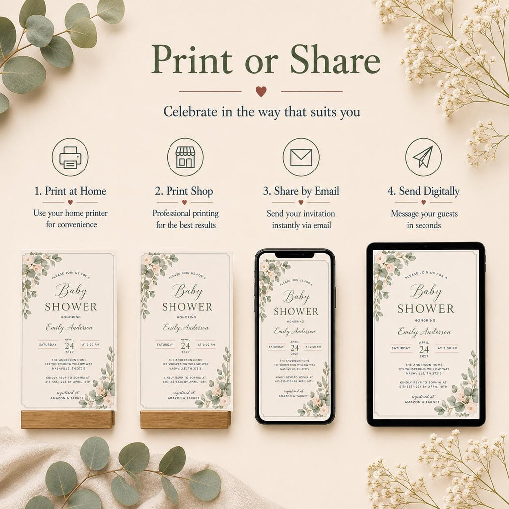 Botanical Baby Shower Invitation Template preview 6