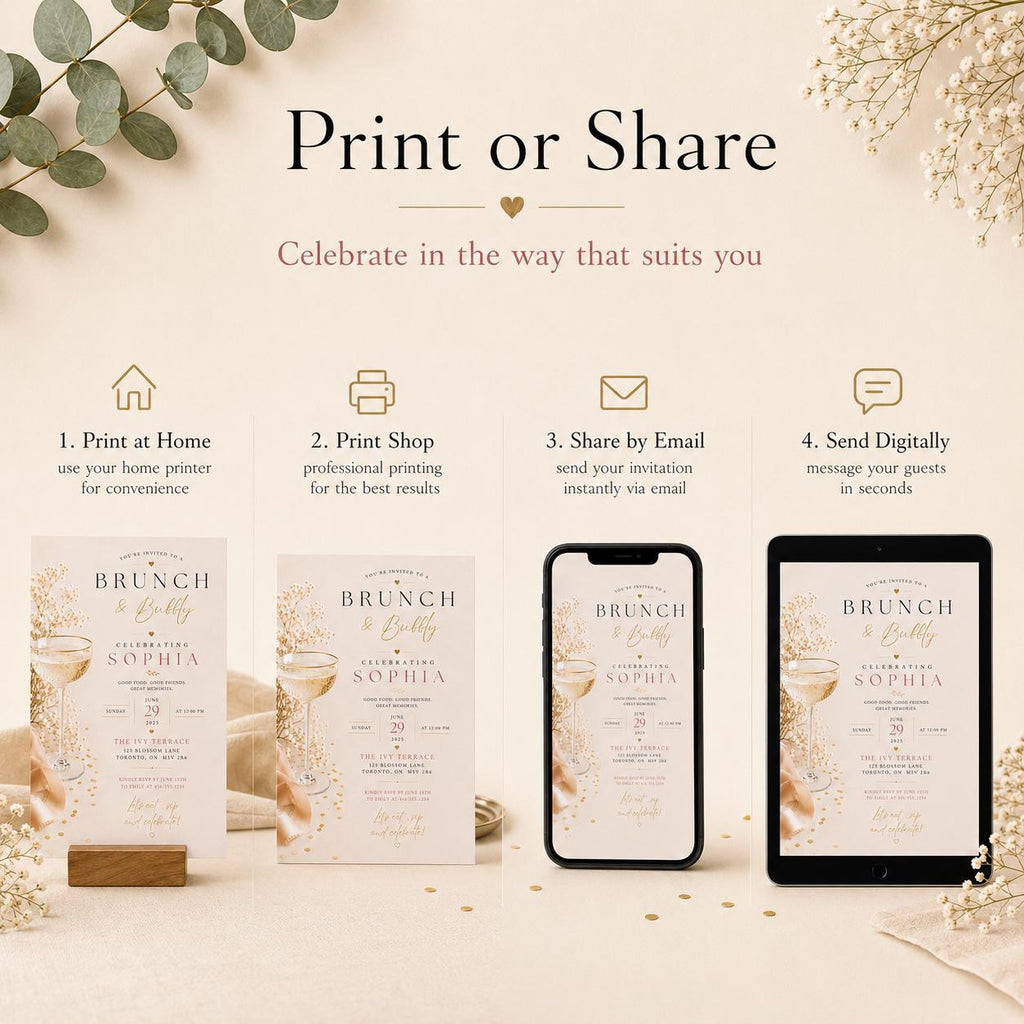 Brunch and Bubbly Invitation Template preview 6