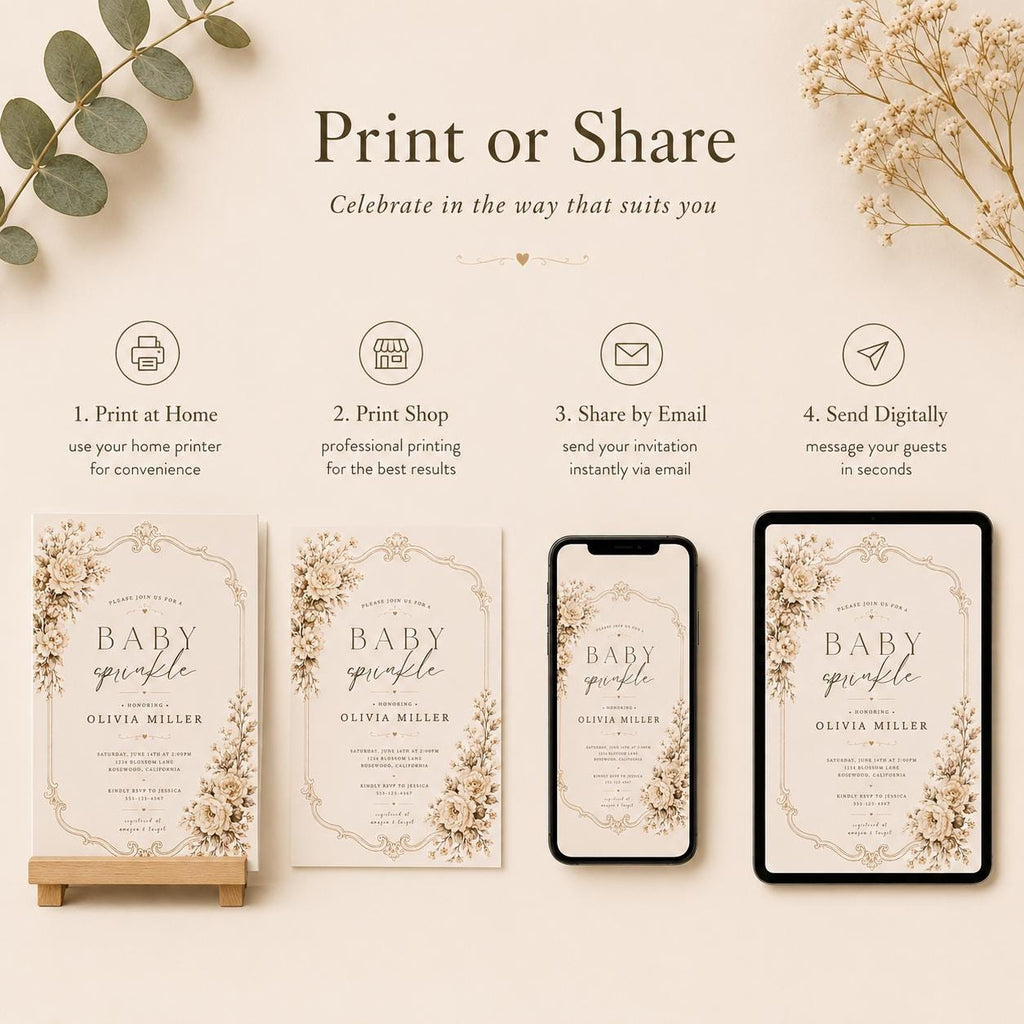 Vintage Floral Baby Sprinkle Invitation preview 6