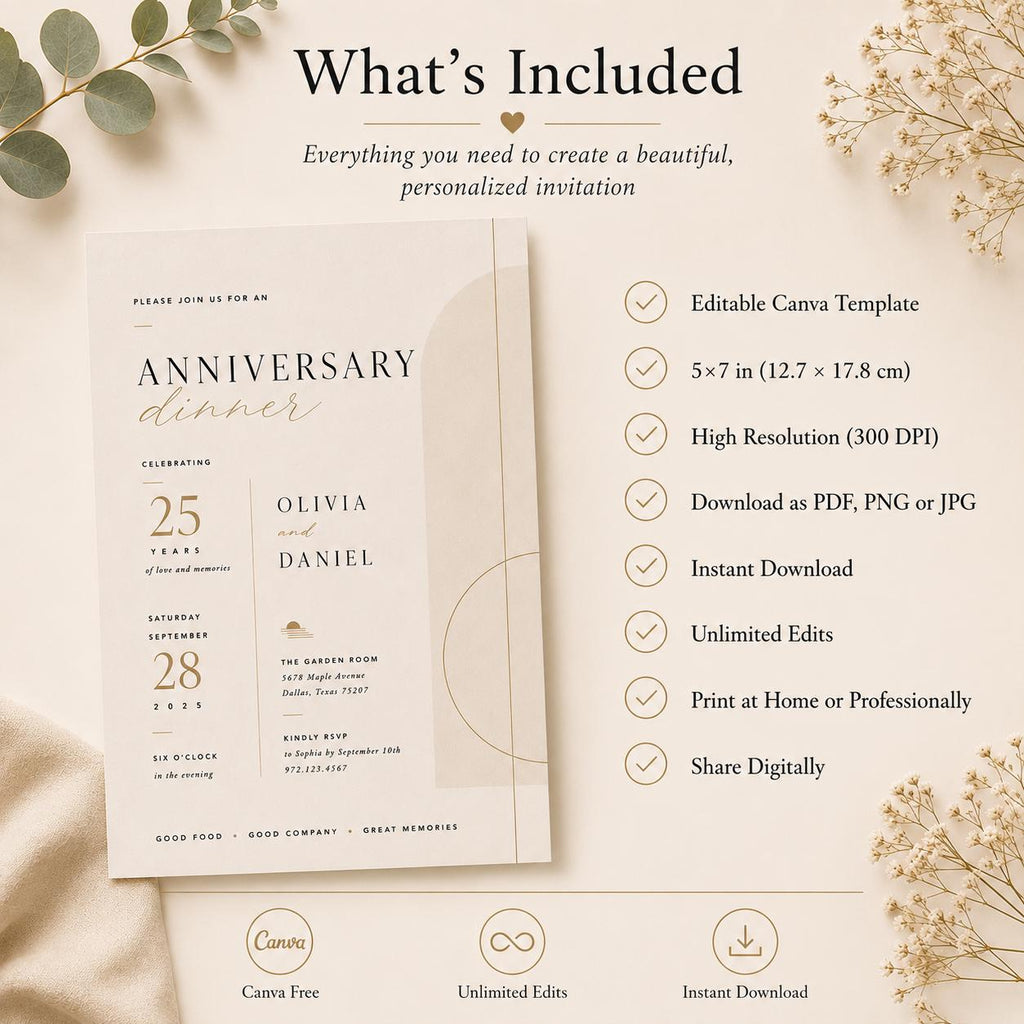 Anniversary Dinner Invitation Template preview 4