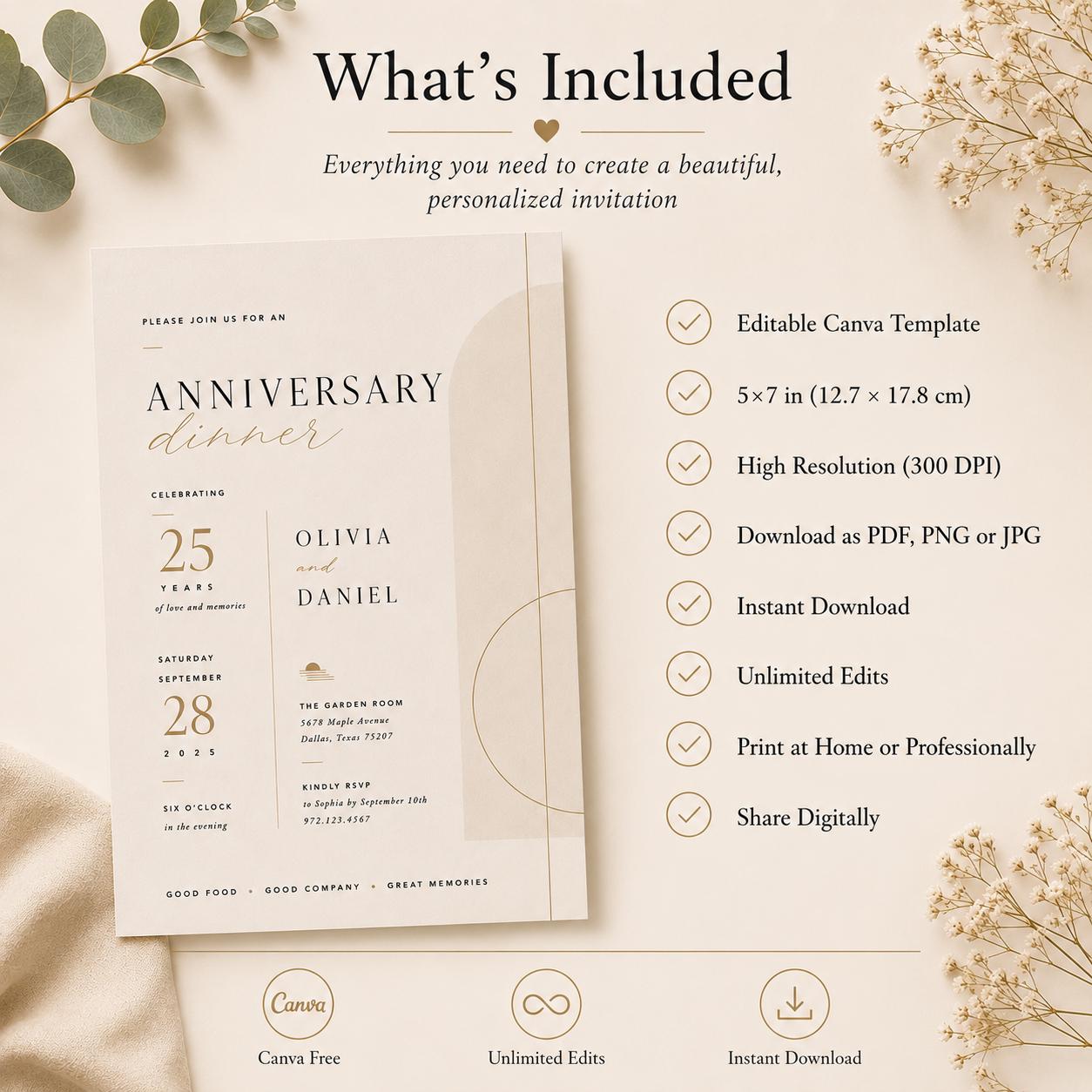 Anniversary Dinner Invitation Template preview 4