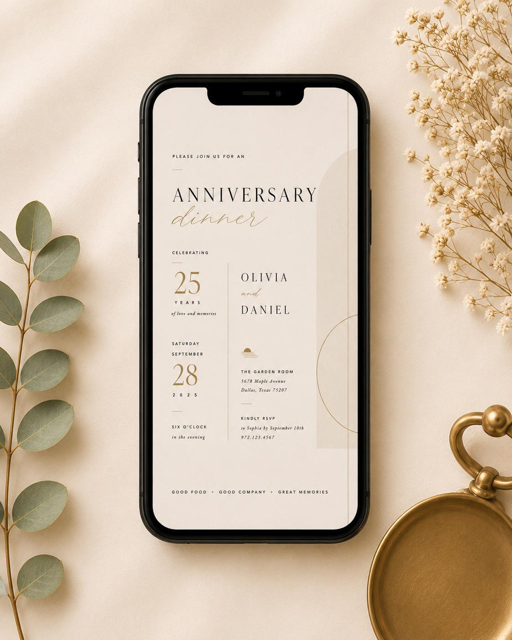 Anniversary Dinner Invitation Template preview 2