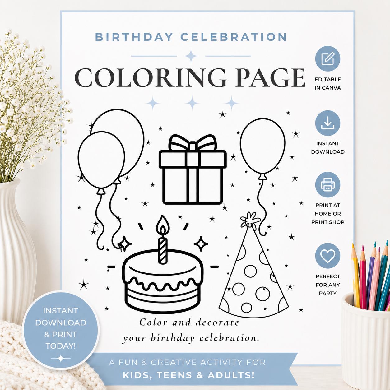 Birthday Coloring Page preview 2