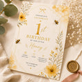 Bee First Birthday Invitation – printable template preview 1