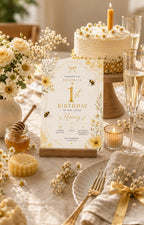 Bee First Birthday Invitation – printable template preview 3