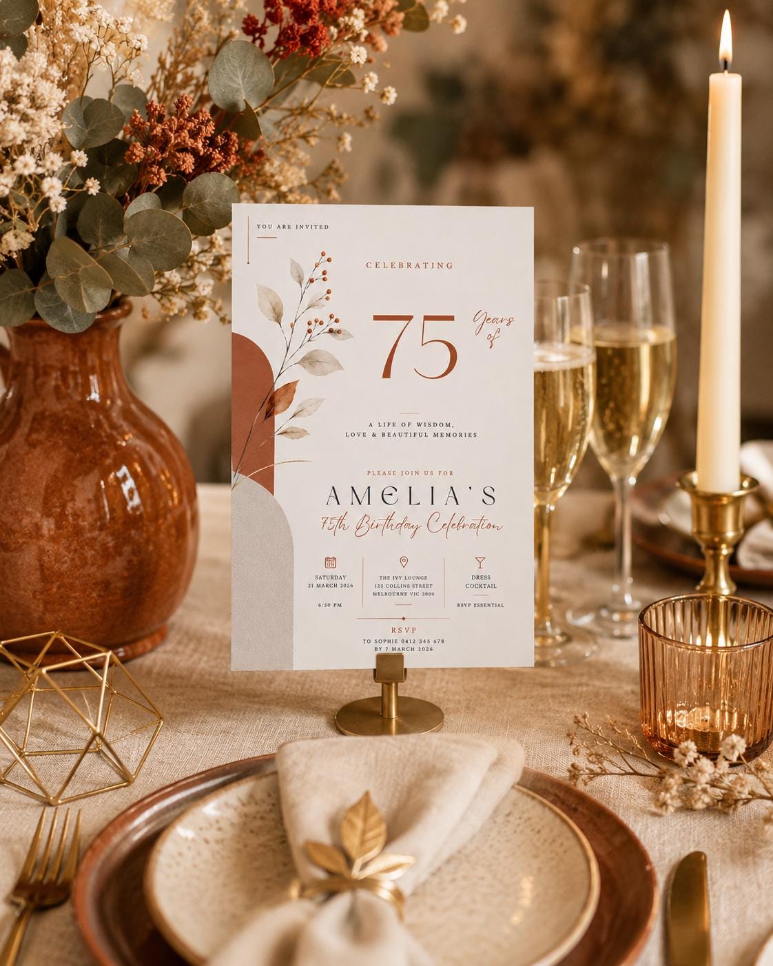 75th Birthday Invitation Template preview 3