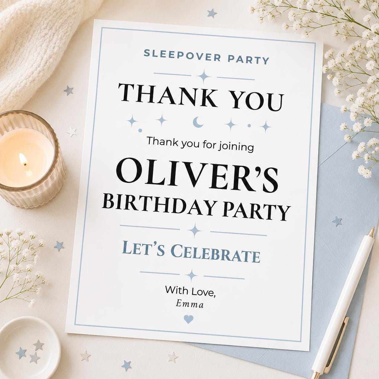 Sleepover Party Thank You Card preview 3