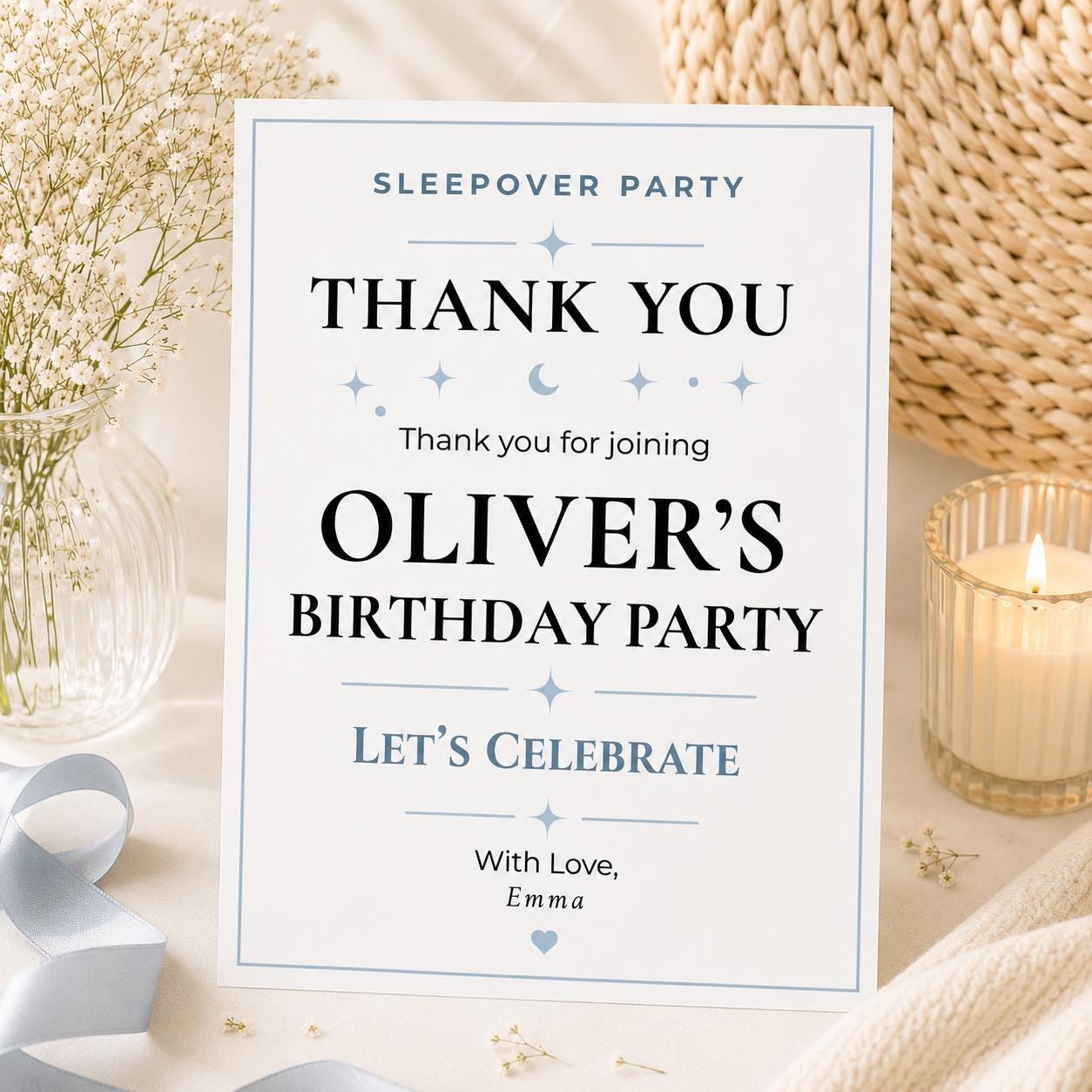 Sleepover Party Thank You Card preview 1